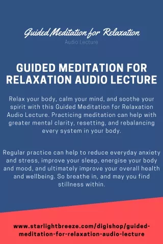 guided meditation for relaxation audio lecture