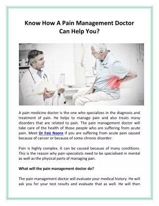 Know How A Pain Management Doctor Can Help You?