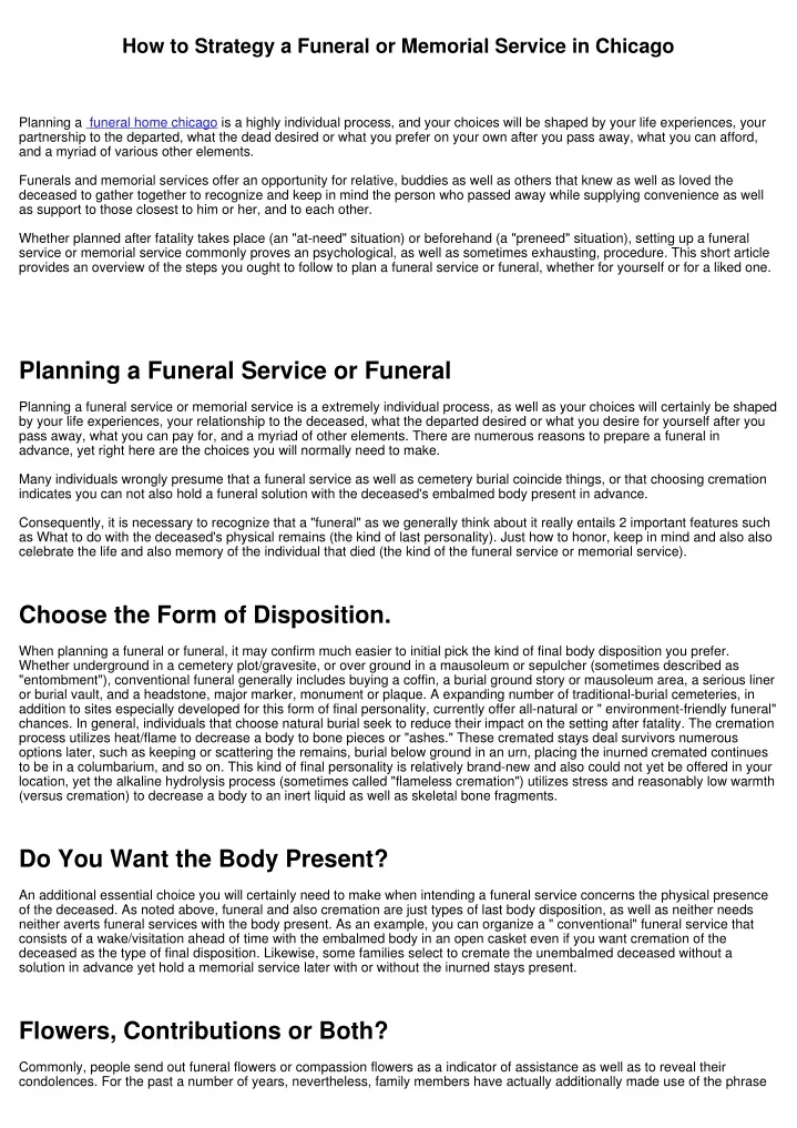 how to strategy a funeral or memorial service