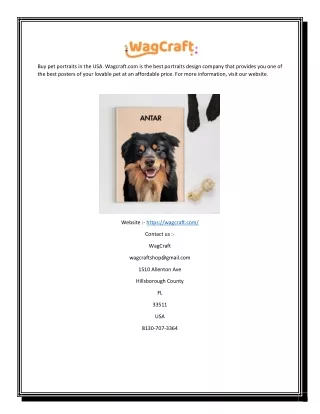 Pet Portraits For Sale In USA | Wagcraft.com