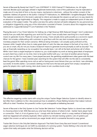 secret of baccarat by randy karl club777