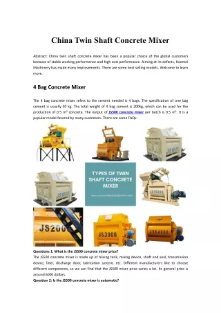 china twin shaft concrete mixer