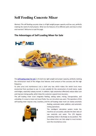 self feeding concrete mixer