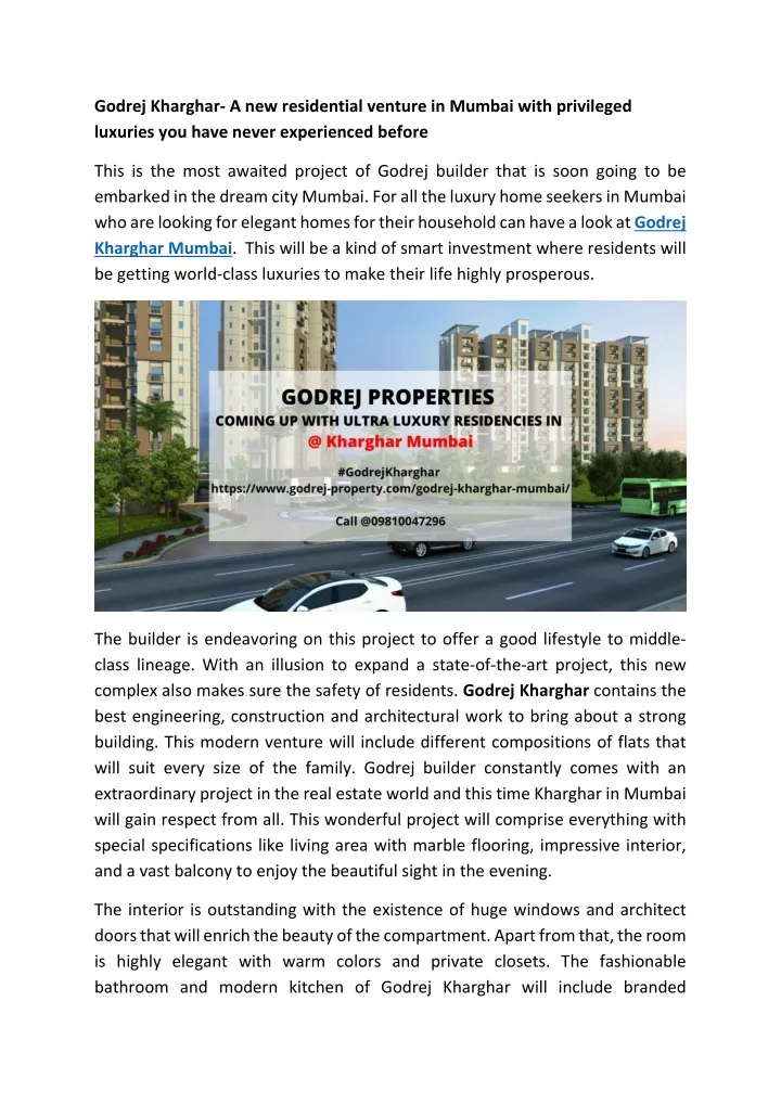 godrej kharghar a new residential venture