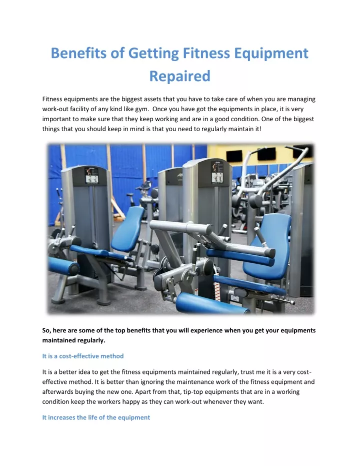 benefits of getting fitness equipment repaired