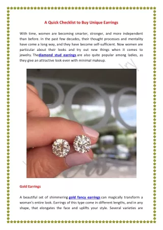 a quick checklist to buy unique earrings
