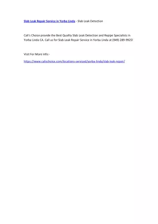 slab leak repair service in yorba linda slab leak