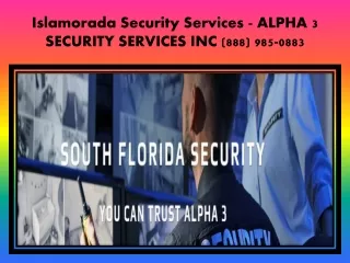 Islamorada Security Services - ALPHA 3 SECURITY SERVICES INC