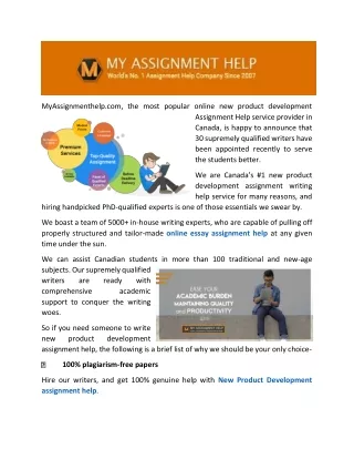 Myassignmenthelp.com Provide New Product Development Assignment Help