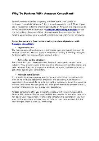 why to partner with amazon consultant
