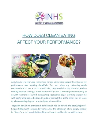 How does Clean Eating affect your Performance?