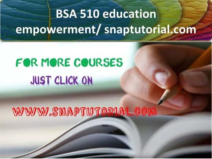 bsa 510 education empowerment snaptutorial com