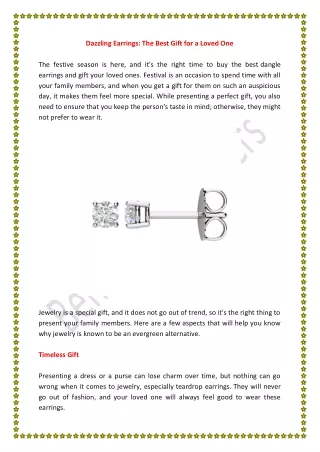 Dazzling Earrings: The Best Gift for a Loved One