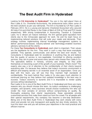 The Best Audit Firm in Hyderabad
