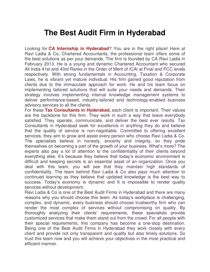 the best audit firm in hyderabad