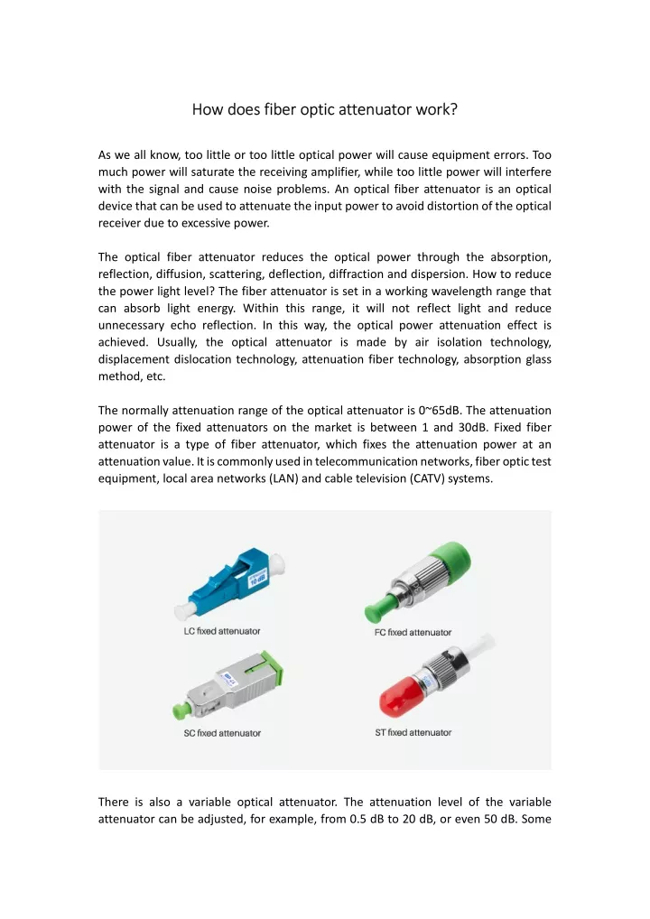 how does how does fiber optic attenuator fiber