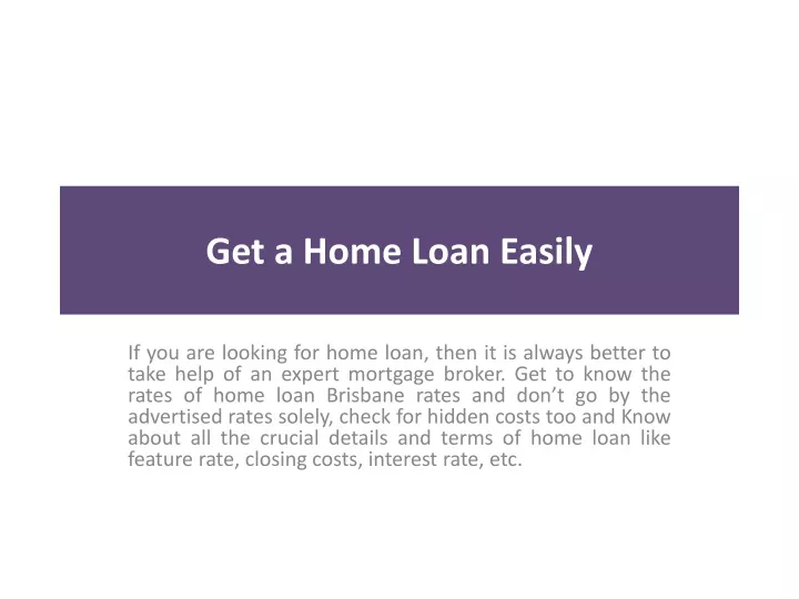get a home loan easily