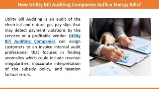 How Utility Bill Auditing Companies Suffice Energy Bills?
