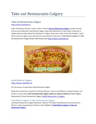 take out restaurants calgary