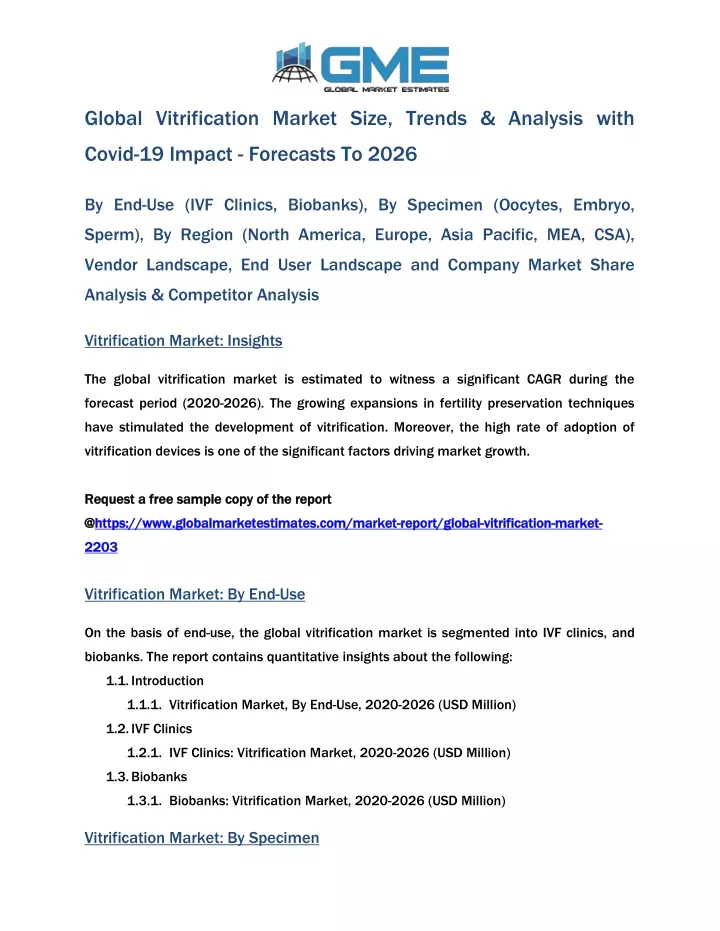 global vitrification market size trends analysis