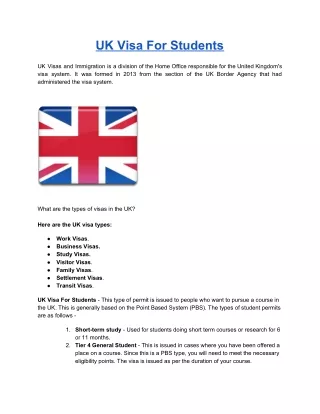 UK Visa For Students