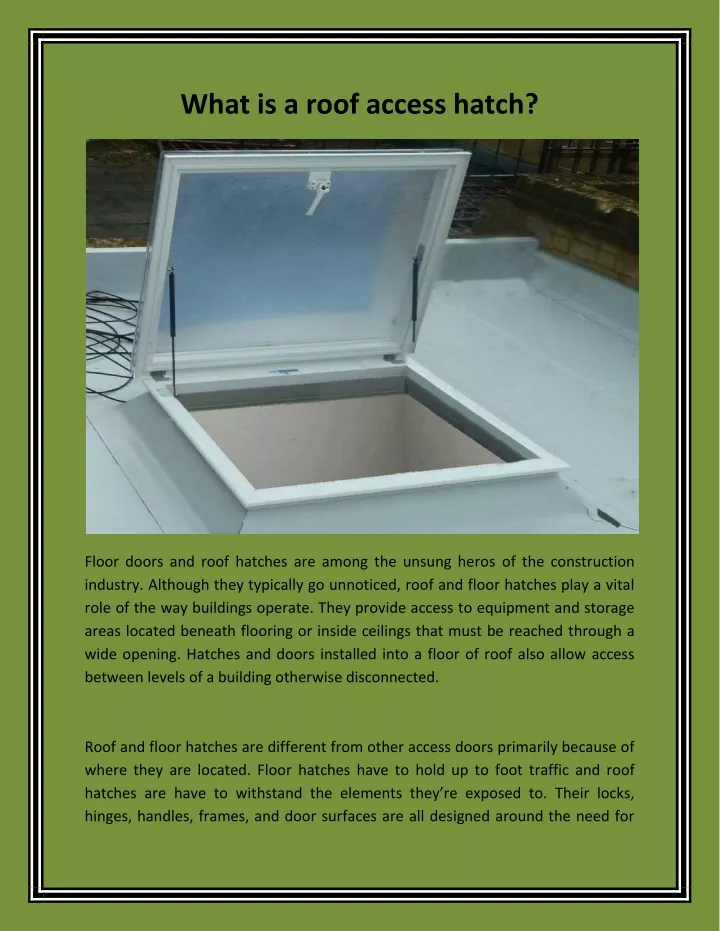 what is a roof access hatch