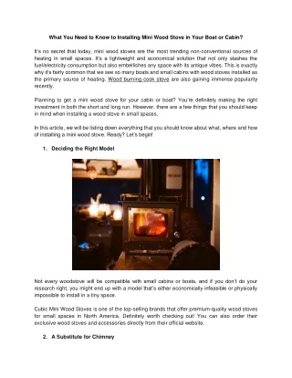 What You Need to Know to Installing Mini Wood Stove in Boat or Cabin