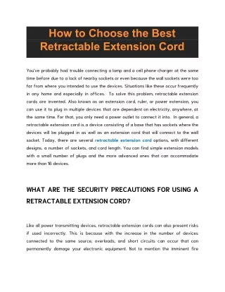 how to choose the best retractable extension cord