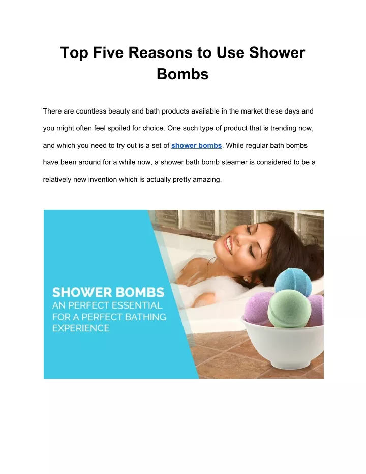 top five reasons to use shower bombs