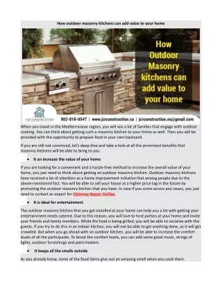 How outdoor masonry kitchens can add value to your home