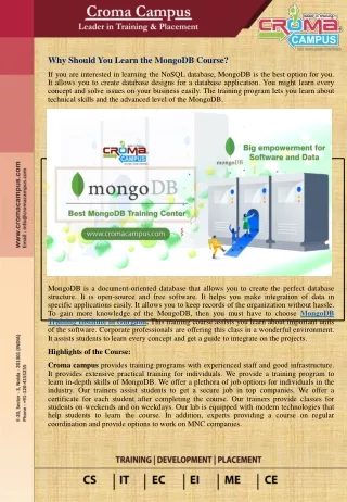 why shouldyou learn the mongodb course