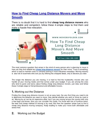 how to find cheap long distance movers and move