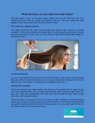 What Services can you take from Hair Salon?