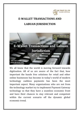 E-wallet transactions and Labuan jurisdiction