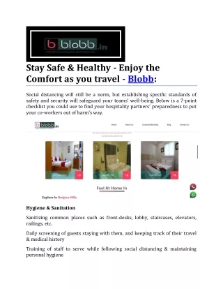Stay Safe & Healthy - Enjoy the Comfort as you travel - Blobb: