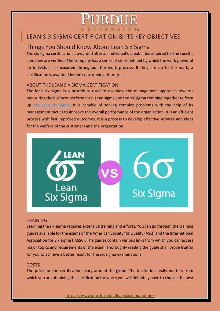 lean six sigma certification its key objectives