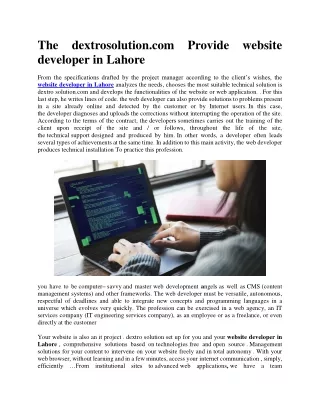 the dextrosolution com provide website developer