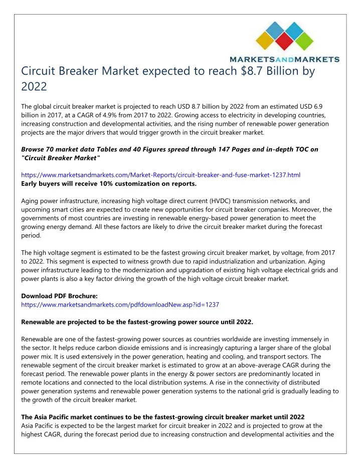 circuit breaker market expected to reach