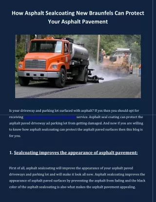 How Asphalt Sealcoating New Braunfels Can Protect Your Asphalt Pavement