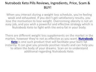 Nutrabodz Keto Pills Price, Benefits, BUY & Side Effects!