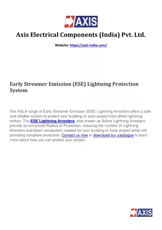 ESE Lightning Arrester - Axis Electrical Components