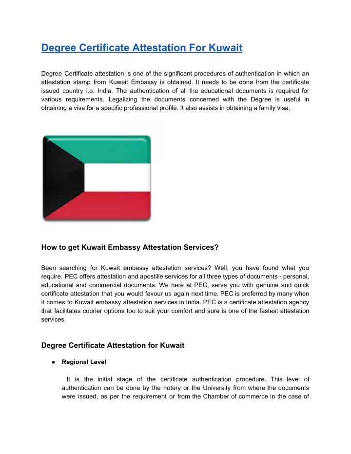 degree certificate attestation for kuwait degree