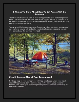 5 Things To Know About How To Get Access Wifi On Camping