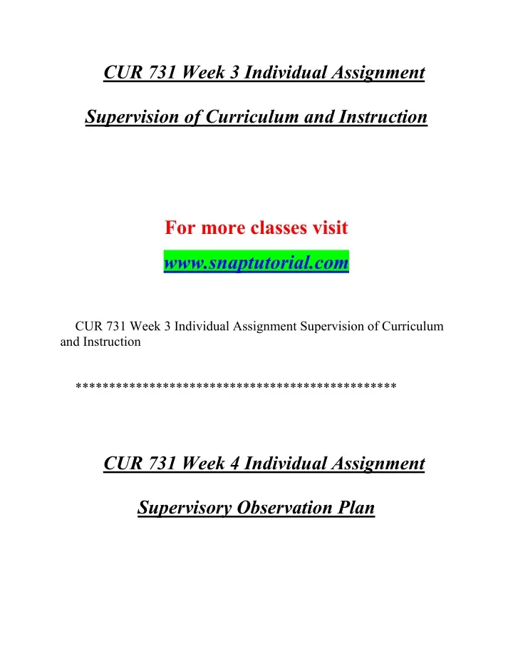 cur 731 week 3 individual assignment