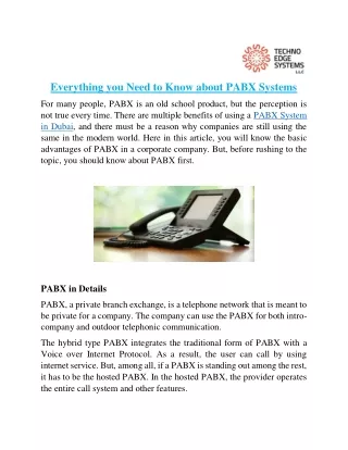 everything you need to know about pabx systems