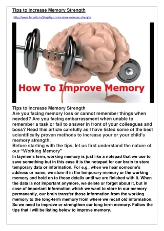 Tips to Increase Memory Strength