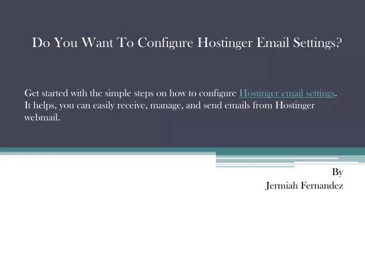 do you want to configure hostinger email settings