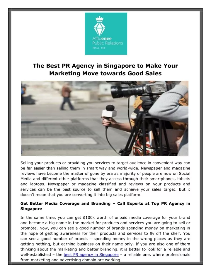 the best pr agency in singapore to make your