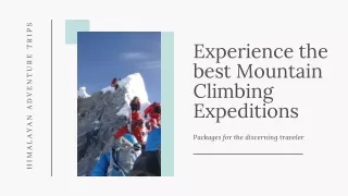 Popular Peaks For Climbing | Mountainering  in India