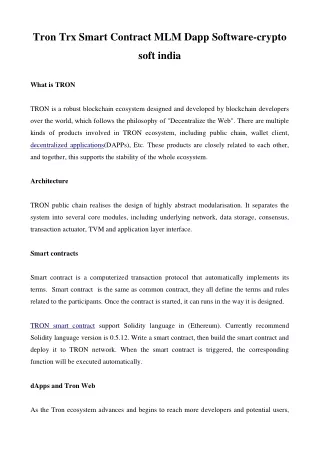 tron trx smart contract mlm dapp software crypto
